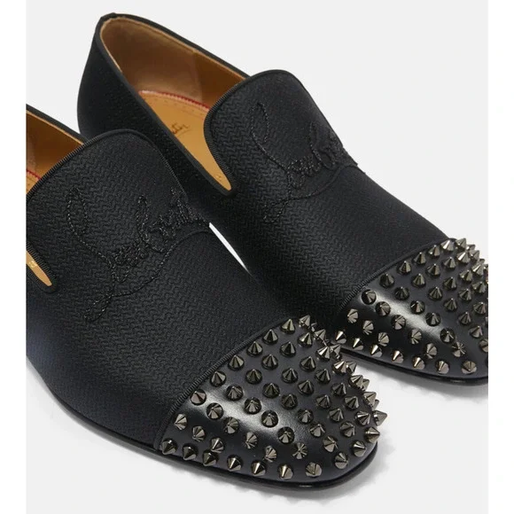 Christian Louboutin Navy Spooky Flat Black Spike Oxford Dress Loafer 42 9